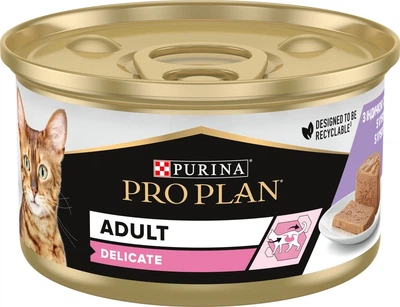 Консервований корм для дорослих котів Purina Pro Plan Adult з індичкою, шматочки в паштеті, пауч 85 г