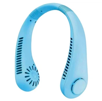 Портативний безлопатевий вентилятор на шию Mini Fan Neck Fan X5 USB 4000 мА·год 3 режими Блакитний
