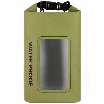 Гермомешок водонепроницаемый Zelart Waterproof Bag 5 л с окном Touch Screen для телефона Зеленый