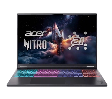 Ноутбук Ноутбук для ігор Acer Nitro 16S AI AN16S-61 16" 180Гц Ryzen AI 9 365 32ГБ ОПЕРАТИВНОЇ ПАМ'ЯТІ 1ТБ SSD Диск RTX5070Ti DLSS4 Win11 Pro Чорний Функції AI