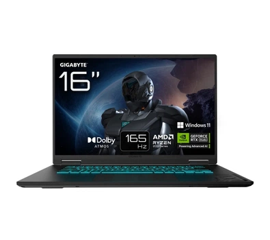 Ноутбук Ноутбук для ігор Gigabyte Gaming A16 3THK3EE893SH 16" 165Гц R7 260 16ГБ ОПЕРАТИВНОЇ ПАМ'ЯТІ 512ГБ Диск SSD RTX5050 DLSS4 Win11 Чорний Функції ШІ