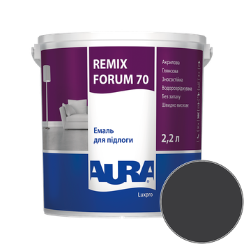 Емаль акрилова для підлоги Aura Luxpro Remix Forum 70 RAL 9005 TR (глибокий чорний) глянцева 2,2 л (2,7 кг)