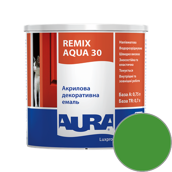 Емаль акрилова Aura Luxpro Remix Aqua 30 RAL 6037 (насичений зелений) напівматова TR 0.7 л