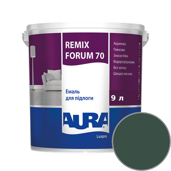 Емаль акрилова для підлоги Aura Luxpro Remix Forum 70 RAL 6005 TR (мохово-зелений) глянцева 9 л (11,34кг)