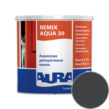 Емаль акрилова Aura Luxpro Remix Aqua 30 RAL 9011 (графітово-чорний) напівматова TR 0.7 л