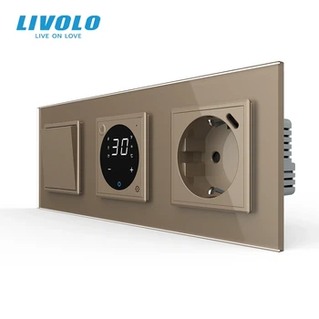 Терморегулятор LIVOLO електронний з USB Type-C 18 Вт золото загартоване скло