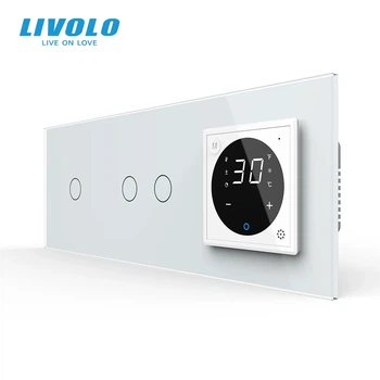 Сенсорный терморегулятор LIVOLO программируемый для пола с выносным датчиком белое стекло