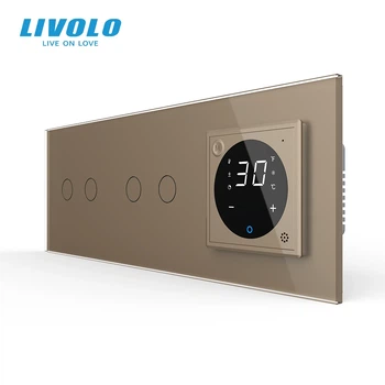 Умний терморегулятор LIVOLO 4 сенсора бездротовий сенсорний екран загартоване скло золотистий