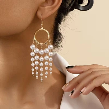 Серьги с искусственными жемчужинами золотистые Podarkus BK908-G