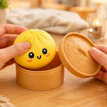 Антистресс игрушка сквиш Пельмень, 10 см, Желтый, Bun Rainbow Mystery Squishy Dumpling
