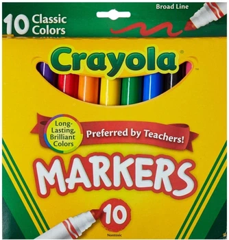 Маркери Crayola Broad Line Markers 10 шт набір фломастери Крайола Оригінал США