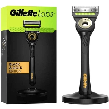 Станок для бритья мужской (Бритва) Gillette Labs 5 лезвий c 1 сменным картриджем и подставкой Черный