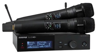 Podwójny cyfrowy system bezprzewodowy Shure SLXD24D+E/N8C-G65 z dwoma nadajnikami (470-606 MHz) (0042406922081)