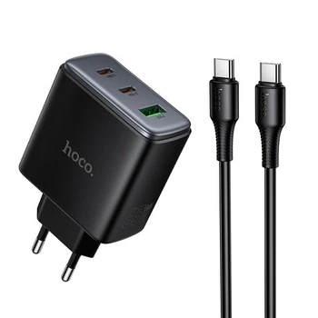 Сетевое зарядное устройство 65W HOCO C160A USB/2хType-C с кабелем Type-C - Type-C
