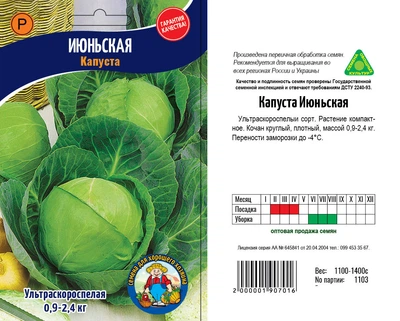 Насіння Капуста Июньская 3гр