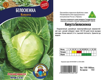 Насіння Капуста Белоснежка 3г