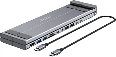 Док-станція Choetech 11-in-1 USB-C to HDMI + 2xUSB-A 3.0 + USB-C 3.0 + 2xUSB-A 2.0 + 3.5mm + SD/TF + PD 100W Gray (HUB-M92-GY)