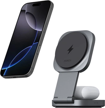 Ładowarka indukcyjna Aukey LC-MC211 MagFusion L 2-in-1 Foldable Qi2 15W