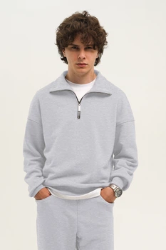 Свитшот мужской оверсайз на молнии Grey XL