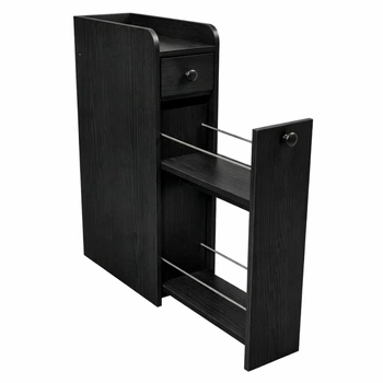 Узкая тумба Costway на колесах с выдвижными секциями, 18×40×70 см, черная