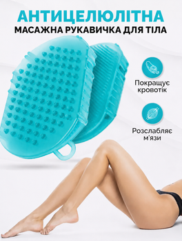 Перчатка для антицеллюлитного массажа, способствующая лимфодренажу, гладкости кожи и уменьшению целлюлита, бирюзовая Reclaire
