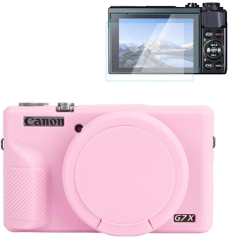 Комплект Чохол / Захисне Скло силіконовий для фотокамери Canon G7 X Mark III світло-рожевий