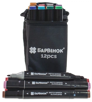 Набор двусторонних скетч маркеров Барвінок 12 шт (5-401-12)(4820287390245)