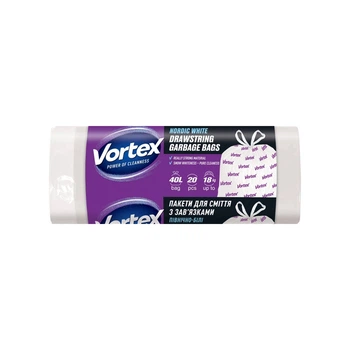Мішки для сміття Vortex з затяжками 40 л 20 шт