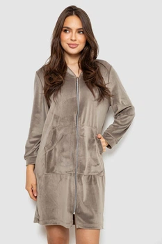 Халат жіночий велюровий на блискавці, колір мокко, L-XL, 257R1023