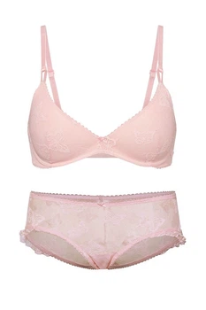 Комплект белья: бюстгальтер push-up и трусики-шортики Victoria's Secret 80C/L Розовый (150261)