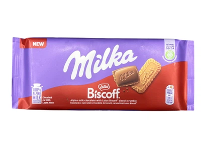 Молочний шоколад Milka Lotus Biscoff з карамелізованим печивом Lotus Biscoff 90 г (7622202295058)