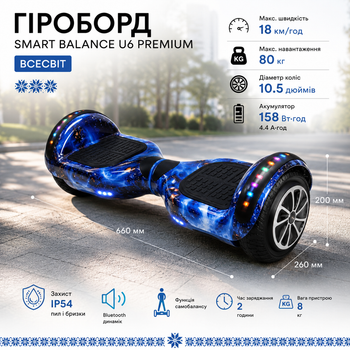 Гироборд Smart Balance Premium 10.5" «Вселенная», детский гироскутер 700W с самобалансом, Bluetooth и колесами 10.5 дюймов