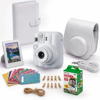 Набор камера моментальной печати Fujifilm Instax Mini 13 Clay White + чехол + фотопленка 20 шт + фотоальбом 108 + наклейки 20 шт + фоторамка