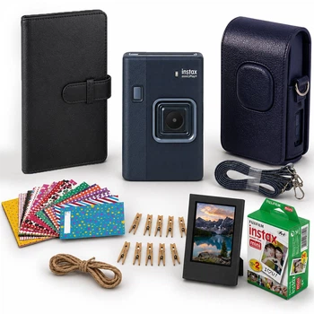 Набор камера моментальной печати Fujifilm Instax Mini LiPlay+ Midnight Blue + чехол + фотоальбом 108 + фотопленка 20 шт + наклейки 20 шт + фоторамка