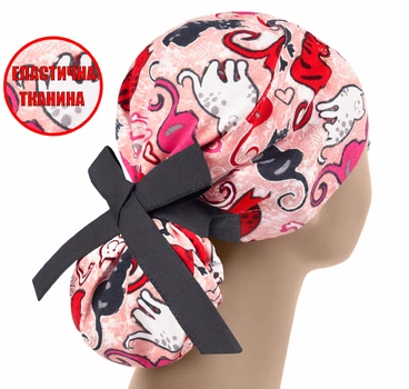 Медична шапочка жіноча PonyTopHat універсальна трикотажна принт Котики