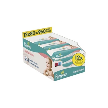 Детские влажные салфетки Pampers Sensitive 80 шт х 12 пачок (960 шт) (8006530134668) Pampers 8006530134668 1059406