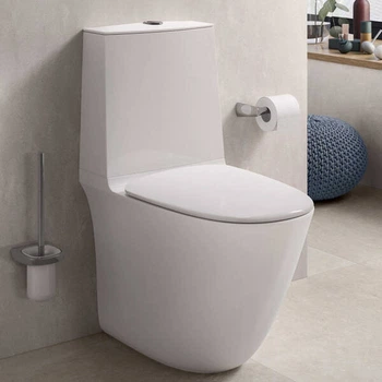 Унітаз компакт RAK Ceramics Sensation SENWC1146AWHA безобідковий з бачком SENWT1800AWHA і сидінням SENSC3901WH Soft Close