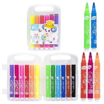 Набор фломастеров "Water color pen" 229-12(Blue) 12 цветов, в пластиковом боксе