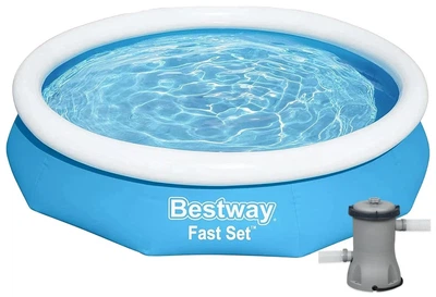 Надувний басейн Bestway Fast Set 305x66 см сімейний круглий з картриджним фільтр-насосом 1249 л/год для дачі та саду