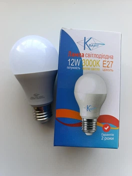Світлодіодна лед лампа 12w 12вт e27 220вольт 3000k тепле світло