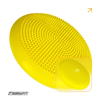 Подушка EasyFit 33 см желтая (балансировочная массажная с шипами, сенсомоторный массажный балансировочный диск для баланса и массажа) SC-P34-Y