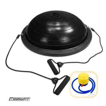 Балансировочная платформа EasyFit BOSU 60 см с эспандерами черная