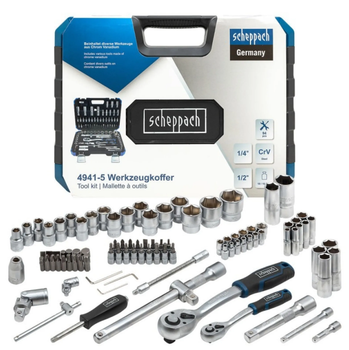 Набір інструменту комбінований 94 пр. 1/2", 1/4" (6-гр.) (4-32 мм) - 60767 Scheppach