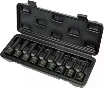 Набор ударных отвёрточных насадок YATO, RIBE, 9 шт., 1/2", RM5–RM14