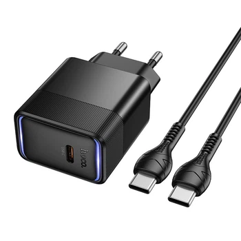 Адаптер мережевий HOCO C to C cable Lounge single port PD40W charger set CS113A |1C, PD/QC, 45W/3A|