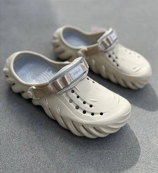 Кроксы Crocs Echo Clog Stucco бежевые, Crocs 207937-160, Roomy Fit кроксы бежевые Эчо Клог 41-42 (М8/M10)