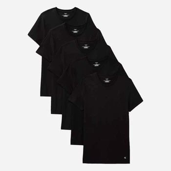 Набор футболок нательных мужских хлопковых Calvin Klein 889662750 L 5 шт Черных (1160771230)