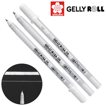 Ручка гелевая Белая 08 MEDIUM (линия 0.4mm) Gelly Roll Basic Sakura