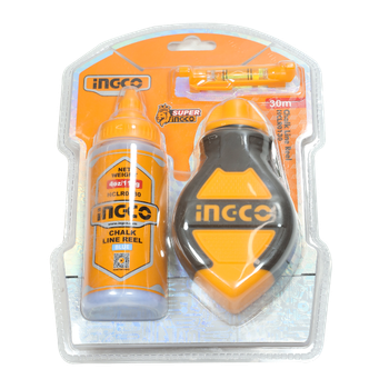 Шнур трасовочный с уровнем и мелом 30 м INGCO