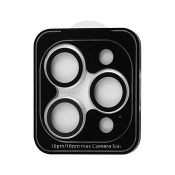 Защитное стекло на камеру для iPhone 16 Pro/16 Pro Max, 3D, на 2 линзы, цвет белый титан